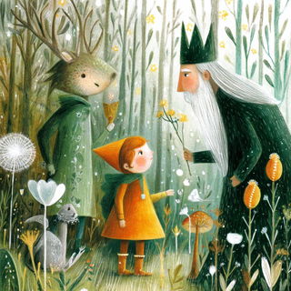 Stratabark style, Midjourney V7: retro fairy-tale illustration