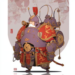 Dragonline Intaglio style, Midjourney V7: concept art character design of retropunk steam knight