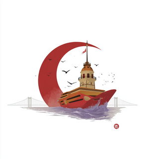 Dragonline Intaglio style, Midjourney V7: bold minimalist logo design for Istanbul city municipal services