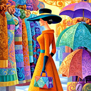 Floravolt style, Midjourney V7: haute-couture fashion outfit