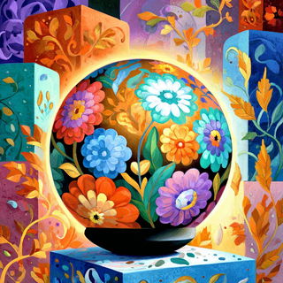 Floravolt style, Midjourney V7: creative pattern composition