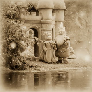 Caligo Antiqua style, Midjourney V7: retro fairy-tale illustration