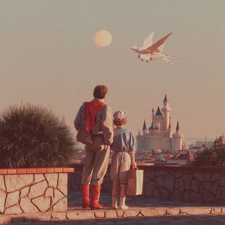 Cinemarble style, Midjourney V7: retro fairy-tale illustration