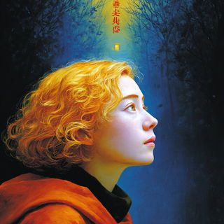 Blueforge Lyrism style, Midjourney V7: photographic portrait of female protagonist