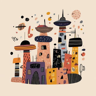 Petroglyphoop style, Midjourney V7: megacity with futuristic bioarchitecture