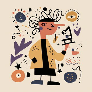 Petroglyphoop style, Midjourney V7: editorial illustration for popular scientific magazine cover