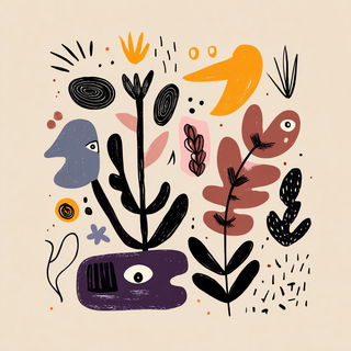 Petroglyphoop style, Midjourney V7: creative pattern composition