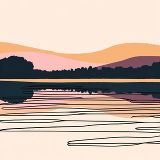 Petroglyphoop style, Midjourney V7: realistic landscape photograph of quiet dawn