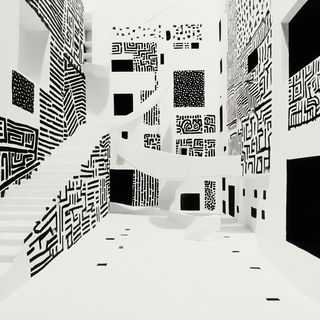Lampblack Lattice style, Midjourney V7: abstract 3D render