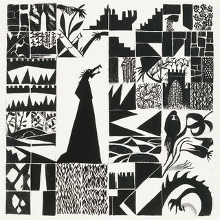 Lampblack Lattice style, Midjourney V7: retro fairy-tale illustration