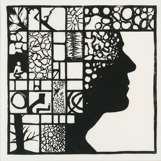 Lampblack Lattice style, Midjourney V7: editorial illustration for popular scientific magazine cover