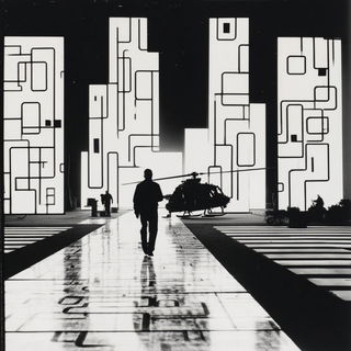 Lampblack Lattice style, Midjourney V7: cinematic shot from sci-fi movie