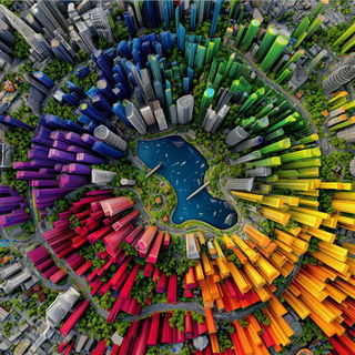 Ribbonsmoke style, Midjourney V7: megacity with futuristic bioarchitecture