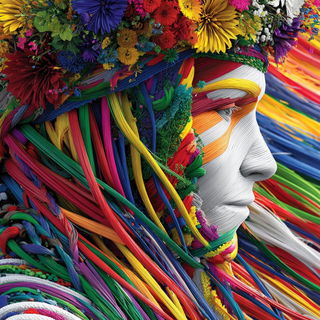 Ribbonsmoke style, Midjourney V7: traditional folk art