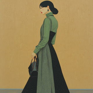 Reed Kiln Almanac style, Midjourney V7: haute-couture fashion outfit