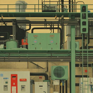 Reed Kiln Almanac style, Midjourney V7: technical infrastructure blueprint schematics