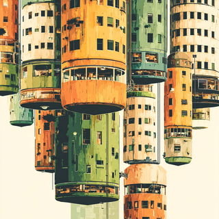 Leafgold Collagism style, Midjourney V7: megacity with futuristic bioarchitecture