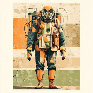 Leafgold Collagism style, Midjourney V7: concept art character design of retropunk steam knight