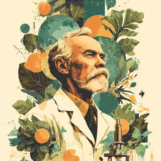 Leafgold Collagism style, Midjourney V7: editorial illustration for popular scientific magazine cover
