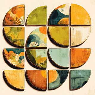 Leafgold Collagism style, Midjourney V7: creative pattern composition