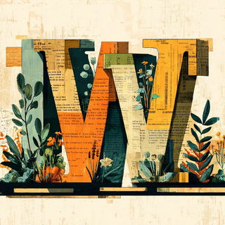 Leafgold Collagism style, Midjourney V7: typographic composition with large letters