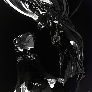 Cyanotype Biomorphics style, Midjourney V7: black-and-white manga comic strip
