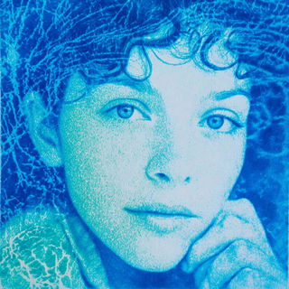 Cyanotype Biomorphics style, Midjourney V7: photographic portrait of female protagonist