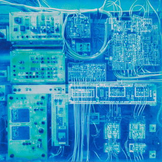 Cyanotype Biomorphics style, Midjourney V7: technical infrastructure blueprint schematics