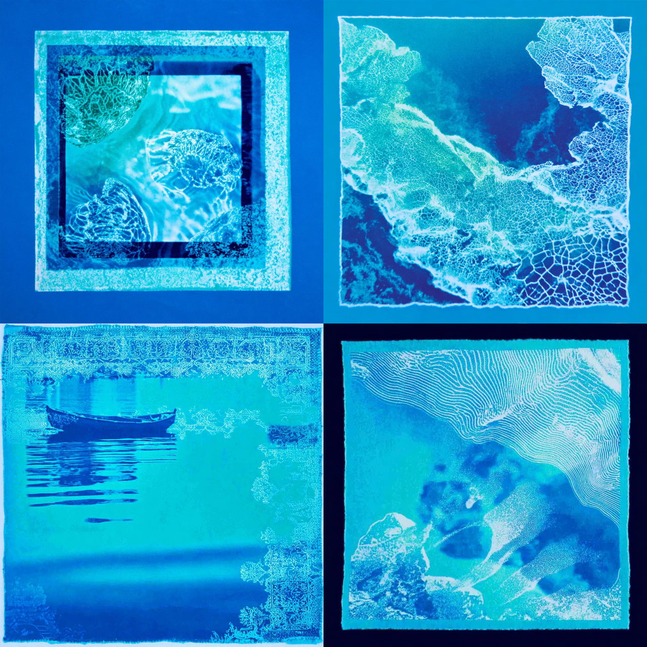 Cyanotype Biomorphics style, Midjourney V7, render 1 of 4