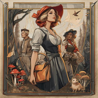Decomosaica style, Midjourney V7: retro fairy-tale illustration