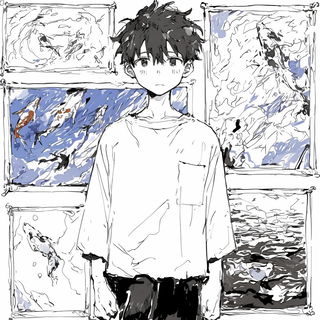 Decomosaica style, Midjourney V7: black-and-white manga comic strip