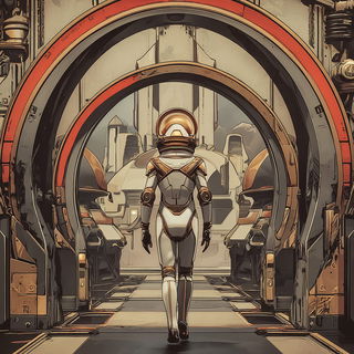 Decomosaica style, Midjourney V7: cinematic shot from sci-fi movie