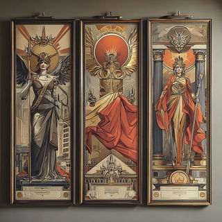Decomosaica style, Midjourney V7: classical 18th-century oil painting