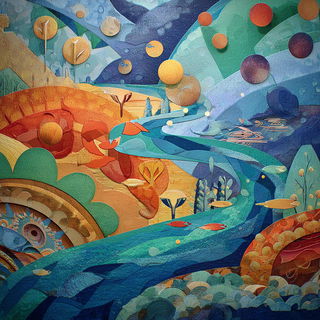 Balloonhaven Tableau style, Midjourney V7: abstract 3D render