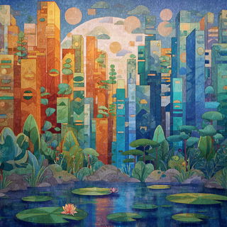 Balloonhaven Tableau style, Midjourney V7: megacity with futuristic bioarchitecture