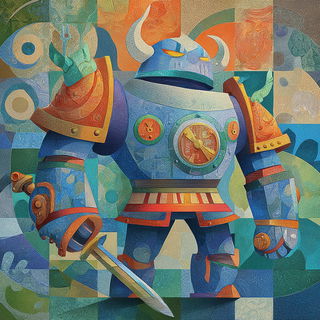 Balloonhaven Tableau style, Midjourney V7: concept art character design of retropunk steam knight