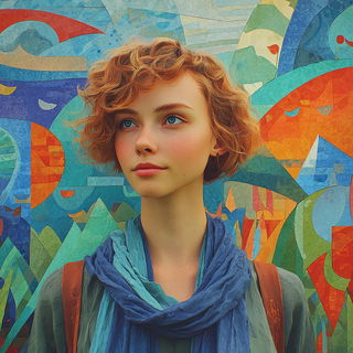 Balloonhaven Tableau style, Midjourney V7: photographic portrait of female protagonist
