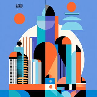 Cyan Cap Geometry style, Midjourney V7: bold minimalist logo design for Istanbul city municipal services
