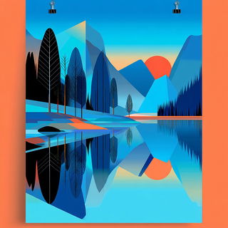 Cyan Cap Geometry style, Midjourney V7: realistic landscape photograph of quiet dawn