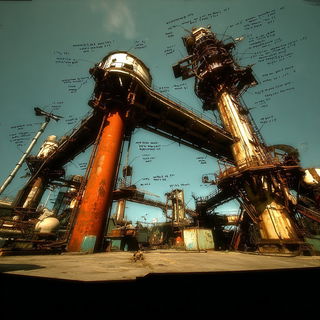 Mechafloric style, Midjourney V7: technical infrastructure blueprint schematics