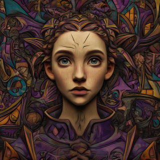 Masksplice style, Midjourney V7: photographic portrait of female protagonist