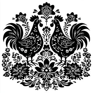 Blackletter Linocurve style, Midjourney V7: traditional folk art