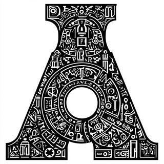 Blackletter Linocurve style, Midjourney V7: typographic composition with large letters