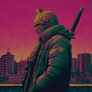 Dichroic Wirelands style, Midjourney V7: concept art character design of retropunk steam knight