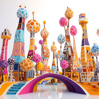 Contourburst style, Midjourney V7: megacity with futuristic bioarchitecture
