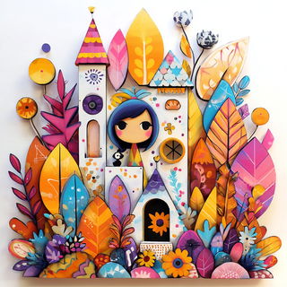Contourburst style, Midjourney V7: retro fairy-tale illustration