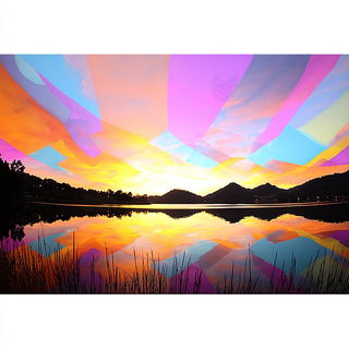 Contourburst style, Midjourney V7: realistic landscape photograph of quiet dawn