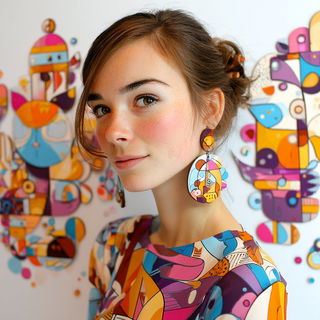 Contourburst style, Midjourney V7: photographic portrait of female protagonist