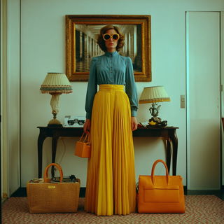 Caravan of Impossible Statues style, Midjourney V7: haute-couture fashion outfit