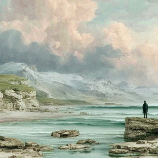 Glacial Mythography style, Midjourney V7: cinematic shot from sci-fi movie
